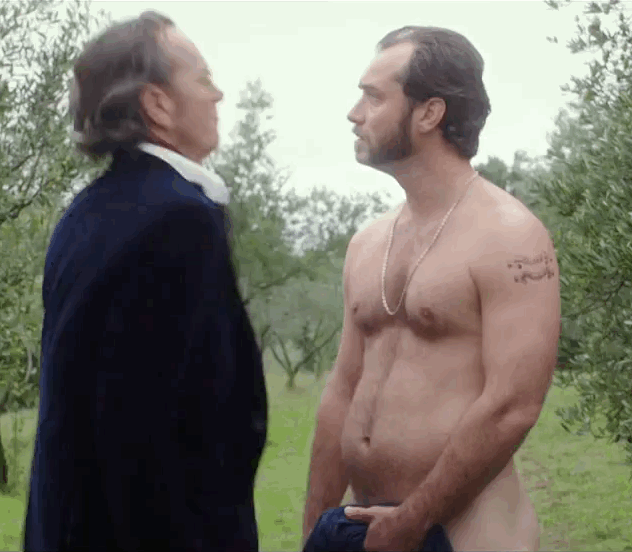 Jude Law shirtless in movie